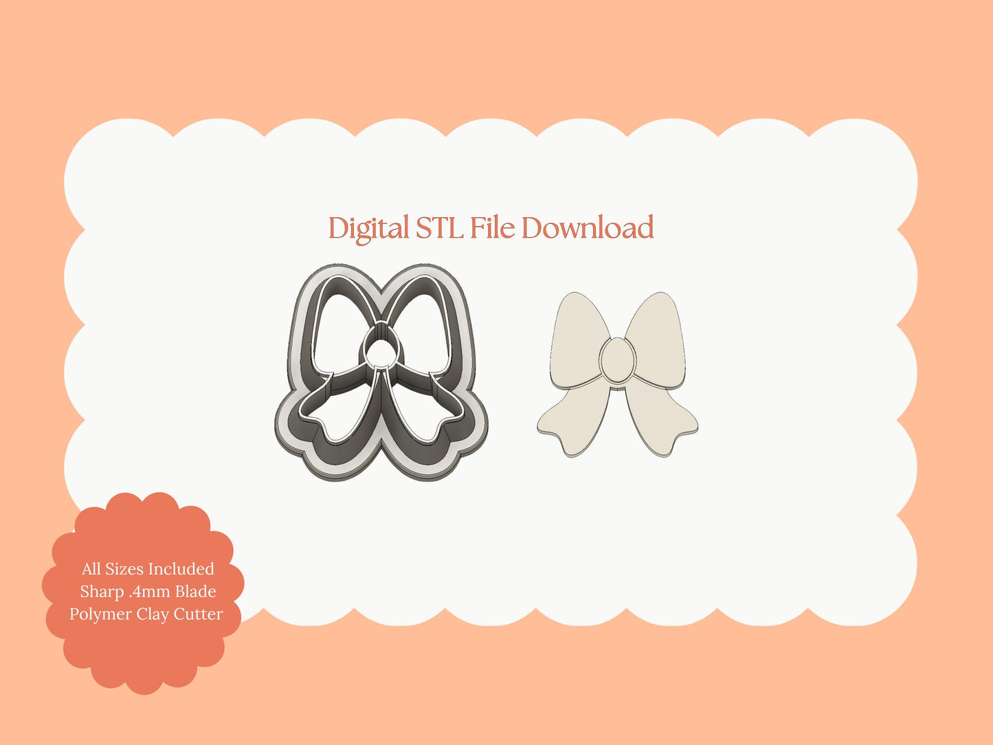 Valentine Bow No. 1 Clay Cutter | Valentine Bow Digital STL File for Cute Earrings and Romantic DIY Crafts