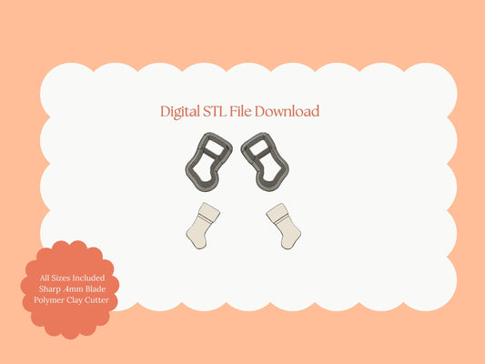 Christmas Stocking Set Clay Cutter | Christmas Stocking STL File Set for Polymer Clay Earrings and Holiday Jewelry