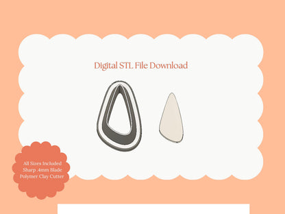 Rounded Triangle Dangle No. 1 Clay Cutter | Rounded Triangle Dangle STL File for Polymer Clay Earrings and Modern Geometric Jewelry
