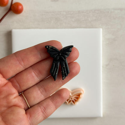 2025 Bat Bow Shape | Cozy Spooky Halloween Fall Embossed Polymer Clay Tools for Autumn Earrings & Crafts
