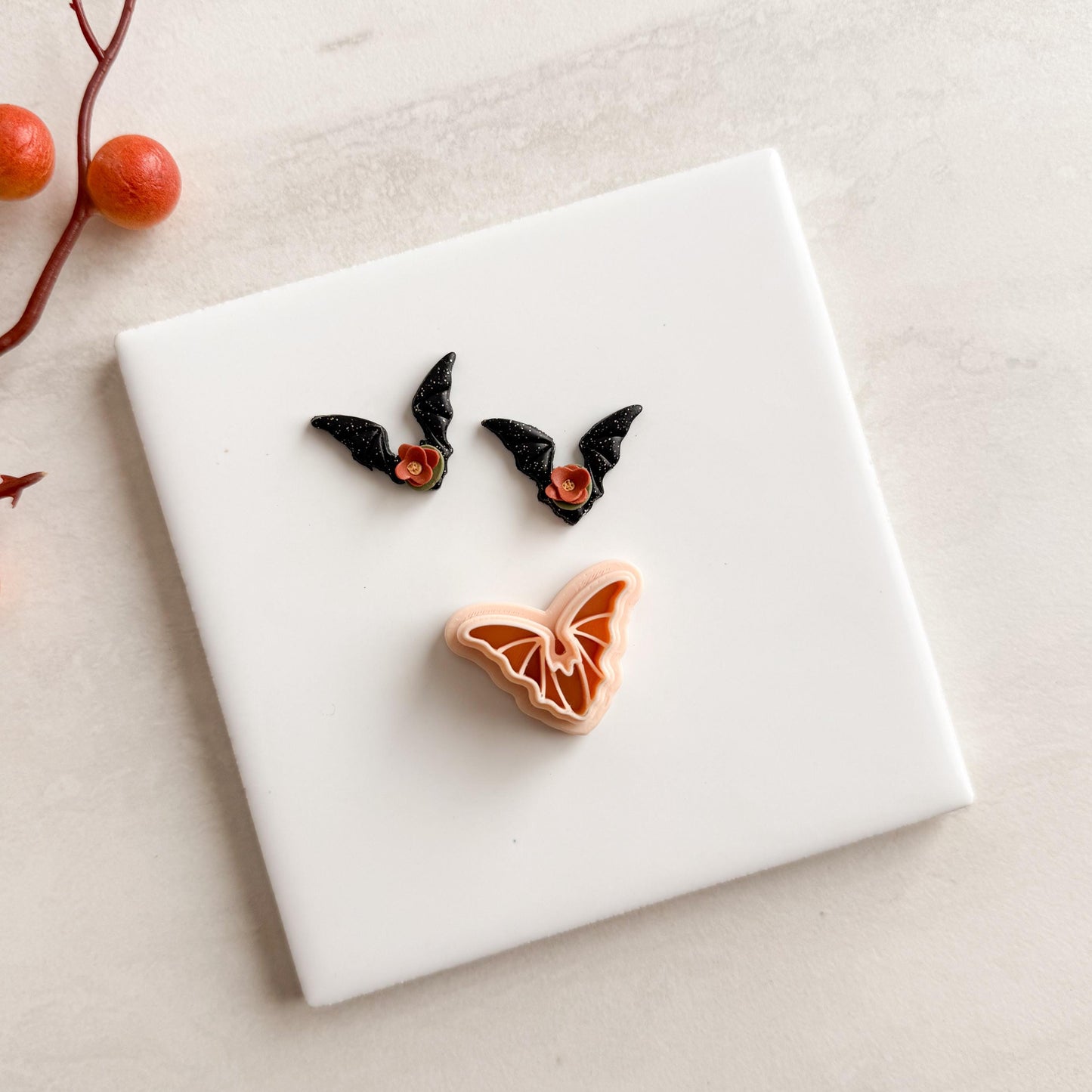 2025 Bat No. 1 | Bat Shape Dracula Spooky Halloween Fall Embossed Polymer Clay Tools for Autumn Earrings & Crafts