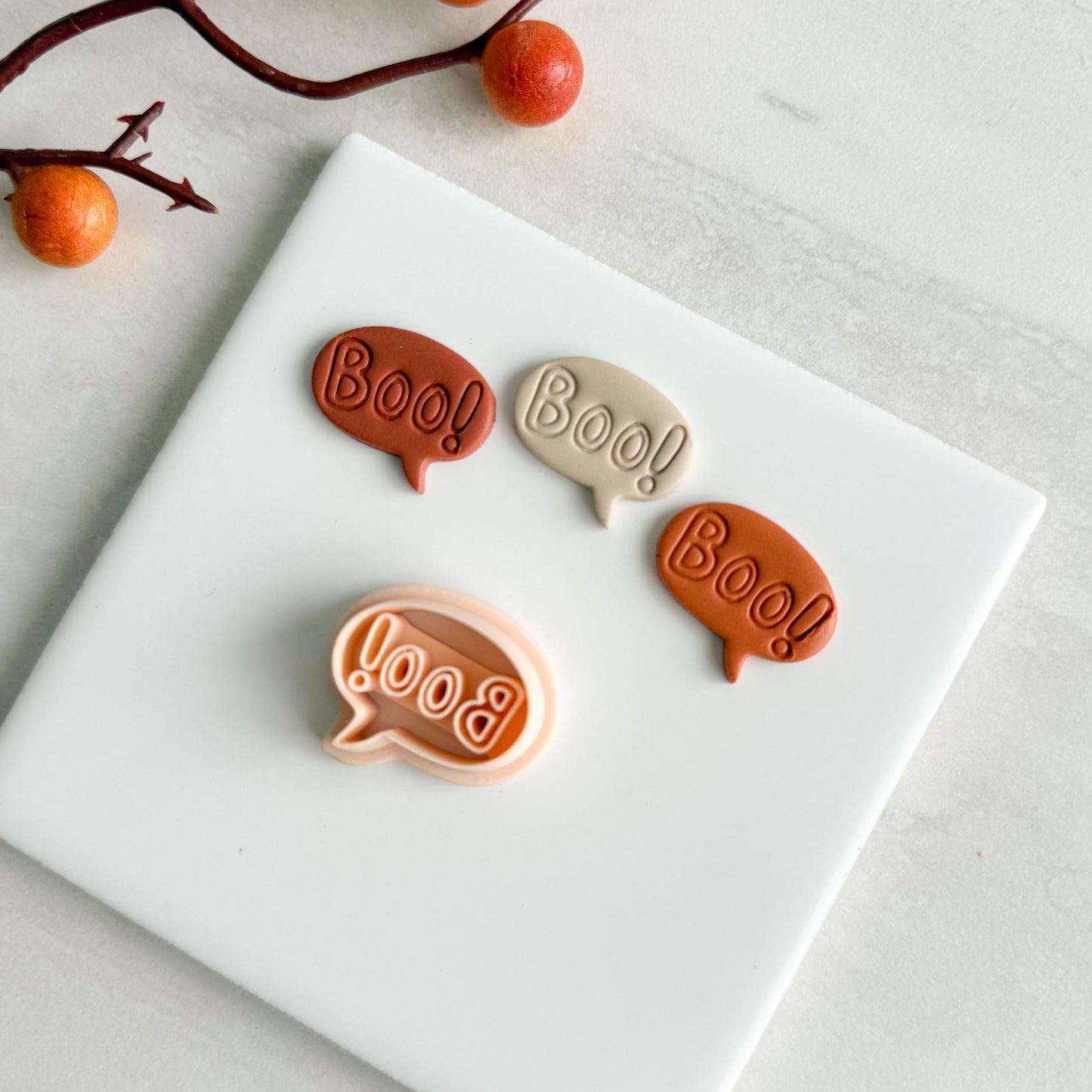 2025 Boo Conversation No. 2 | Boo Conversation Bubble Halloween Fall Embossed Polymer Clay Tools for Autumn Earrings & Crafts