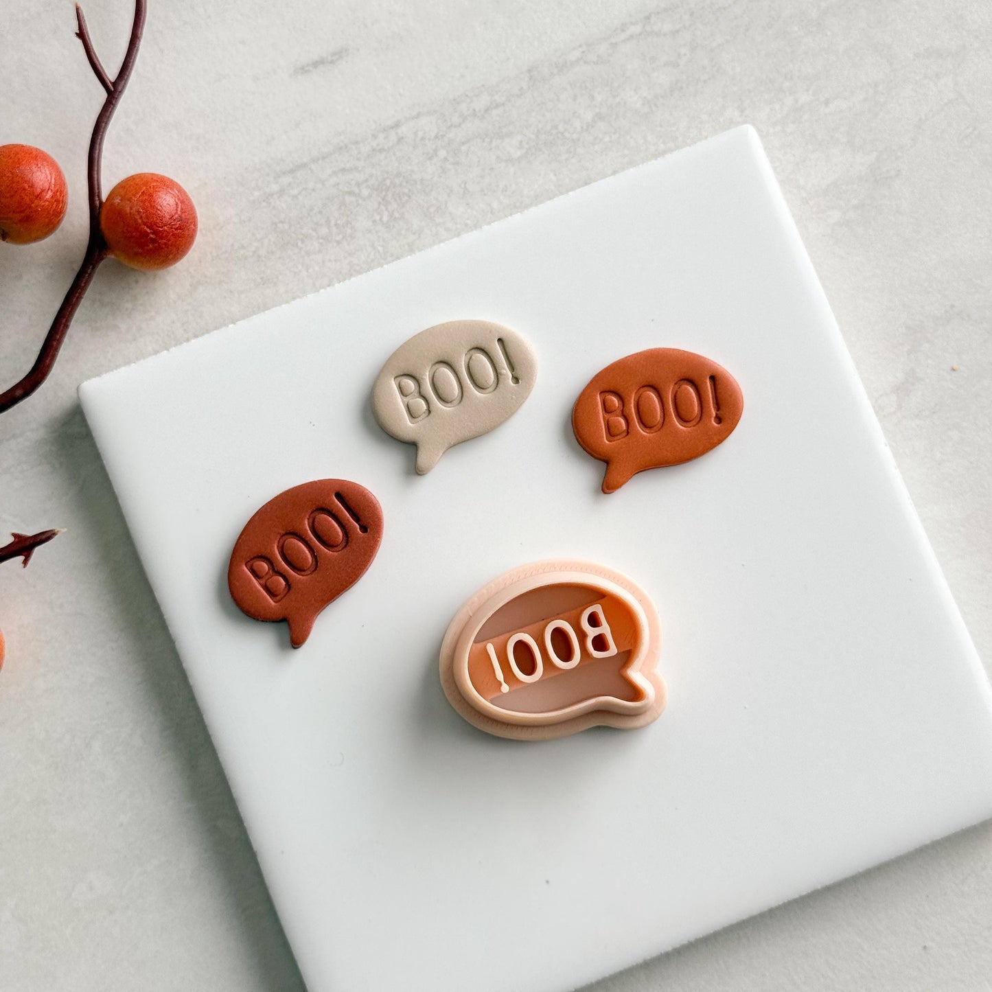2025 Boo Conversation | Boo Conversation Bubble Halloween Fall Embossed Polymer Clay Tools for Autumn Earrings & Crafts