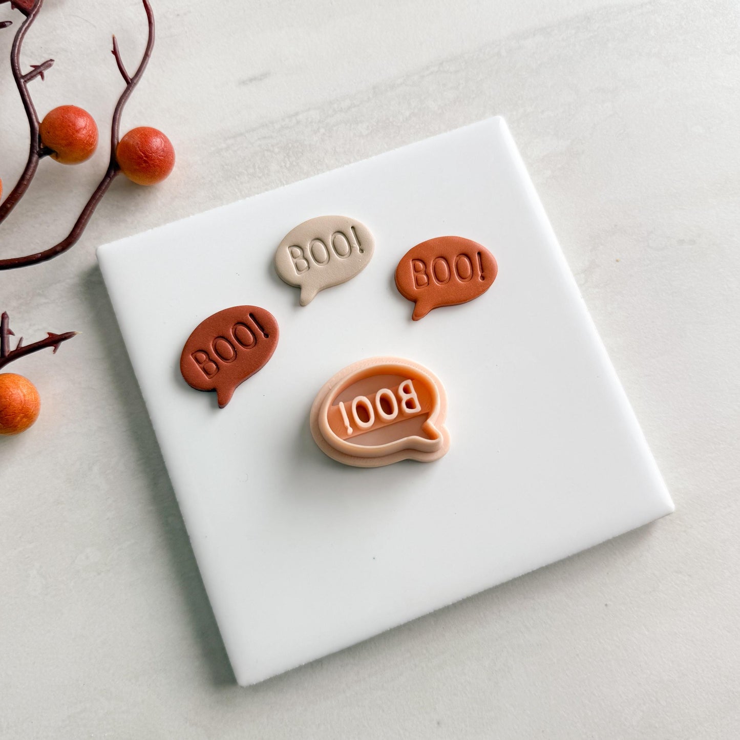 2025 Boo Conversation | Boo Conversation Bubble Halloween Fall Embossed Polymer Clay Tools for Autumn Earrings & Crafts