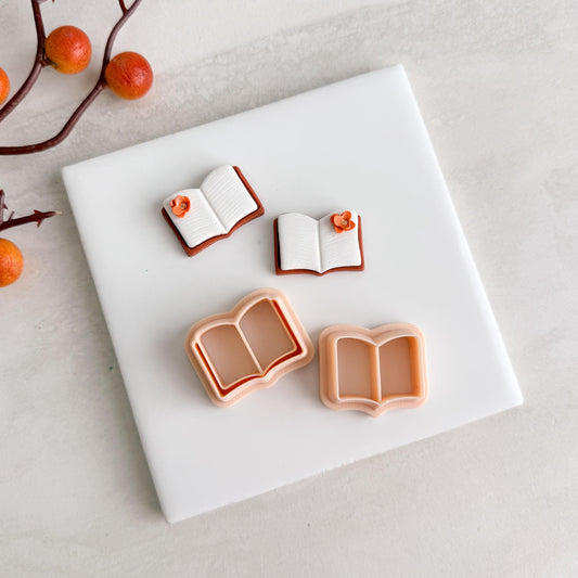 2025 Book Page Set | Builder Page Set Cozy Fall Bookstore Embossed Polymer Clay Tool for Autumn Earrings & Crafts