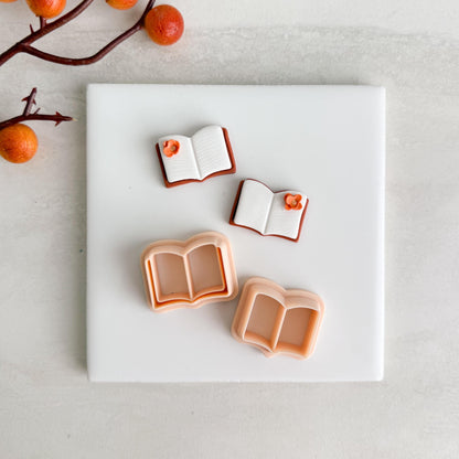 2025 Book Page Set | Builder Page Set Cozy Fall Bookstore Embossed Polymer Clay Tool for Autumn Earrings & Crafts