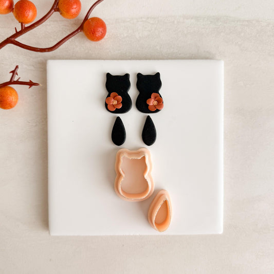 2025 Cat Dangle | Cat Dangle Shape Spooky Halloween Fall Embossed Polymer Clay Tools for Autumn Earrings & Crafts