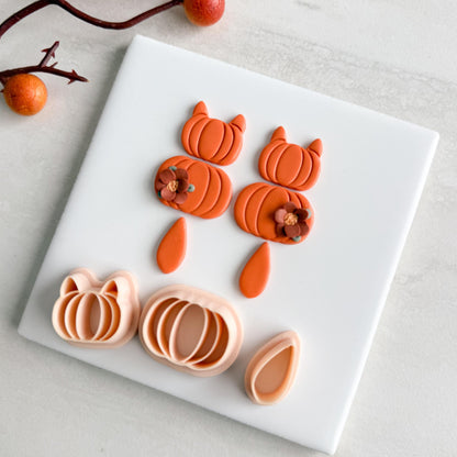2025 Cat Pumpkin | Embossed Pumpkin Shape Spooky Halloween Fall Embossed Polymer Clay Tools for Autumn Earrings & Crafts