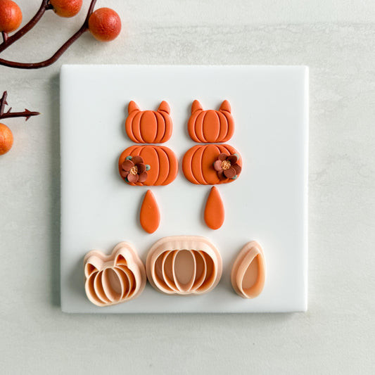 2025 Cat Pumpkin | Embossed Pumpkin Shape Spooky Halloween Fall Embossed Polymer Clay Tools for Autumn Earrings & Crafts