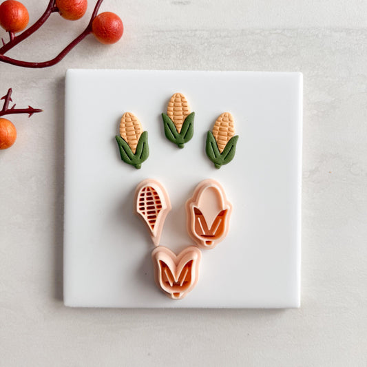 2025 Corn Clay Cutter | Embossed Harvest Ear of Corn Polymer Clay Cutter for Fall Earrings and Thanksgiving
