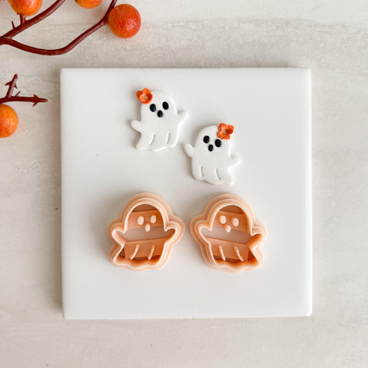 2025 Embossed Ghost Clay Cutter No. 3 | Fall Polymer Clay Cutter Spooky Embossed for Halloween Earrings