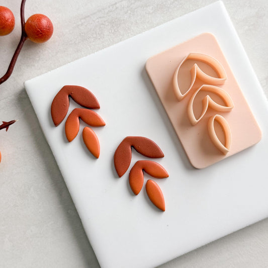 2025 Falling Leaf Dangle Clay Cutter | 3 Part Leaf Polymer Clay Cutter Set for Autumn Earrings and Fall Theme