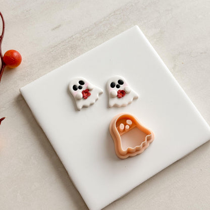 2025 Ghost Clay Cutter No. 1 | Fall Polymer Clay Cutter Spooky Embossed for Halloween Earrings