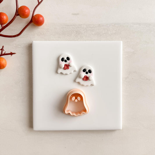 2025 Ghost Clay Cutter No. 1 | Fall Polymer Clay Cutter Spooky Embossed for Halloween Earrings