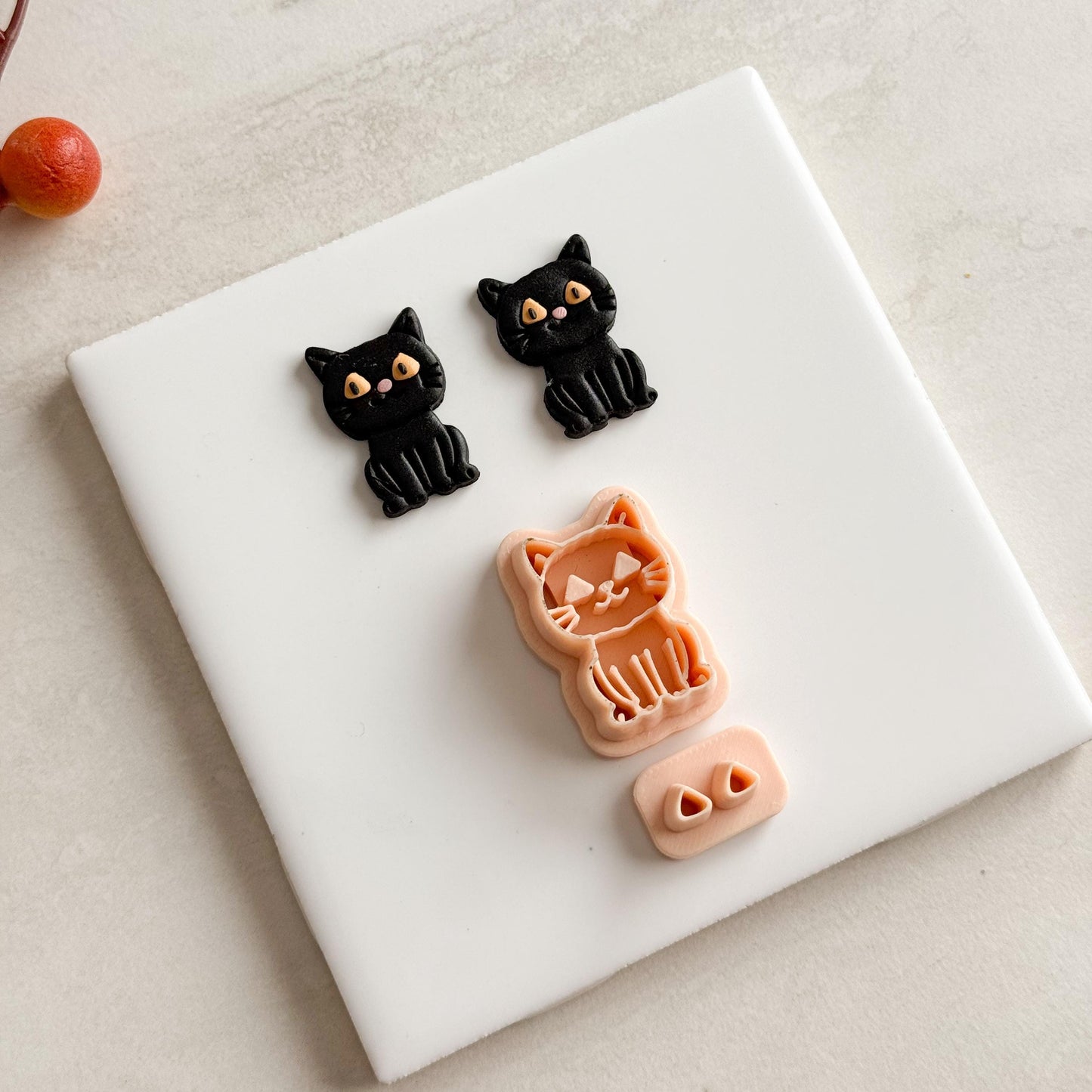 2025 Jack O Lantern Cat | Halloween Black Cat Polymer Clay Cutter Pumpkin Spooky Fall Earring Cutter