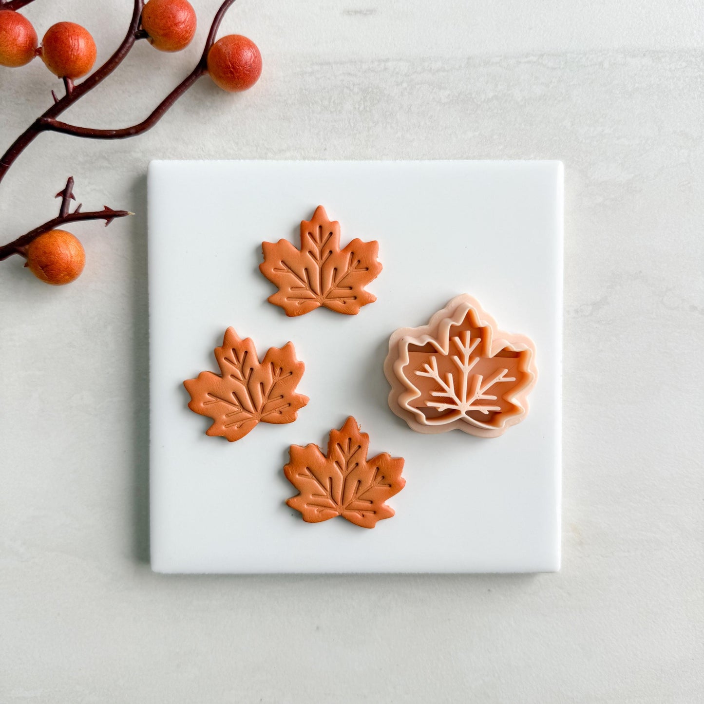 2025 Maple Leaf Clay Cutter No. 4 | Embossed Fall Leaf Polymer Clay Cutter for Autumn Earrings and Cozy Crafts