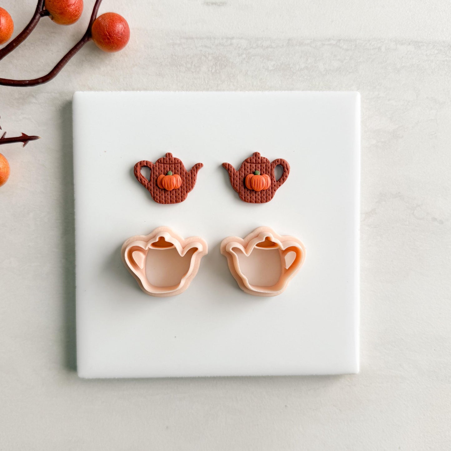 2025 Teapot | Cute Cozy Teapot Polymer Clay Cutter for Autumn Halloween Earrings and Fall Theme