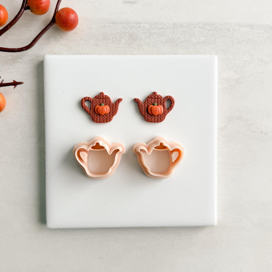 2025 Teapot | Cute Cozy Teapot Polymer Clay Cutter for Autumn Halloween Earrings and Fall Theme