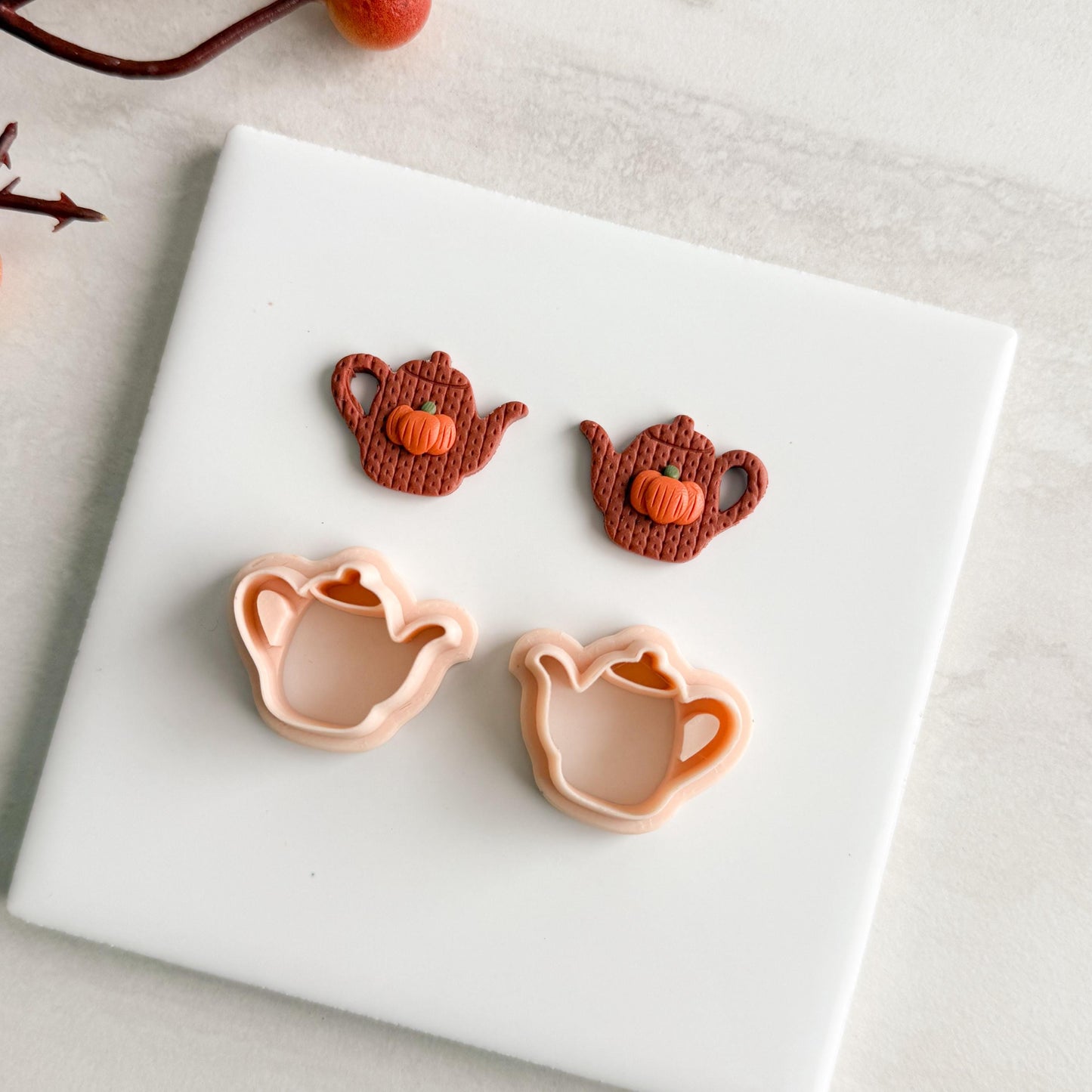 2025 Teapot | Cute Cozy Teapot Polymer Clay Cutter for Autumn Halloween Earrings and Fall Theme