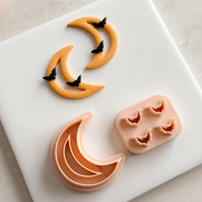 Crescent Moon Cutout Clay Cutter | Boho Moon Cutout Halloween Fall Polymer Clay Cutter for Earrings