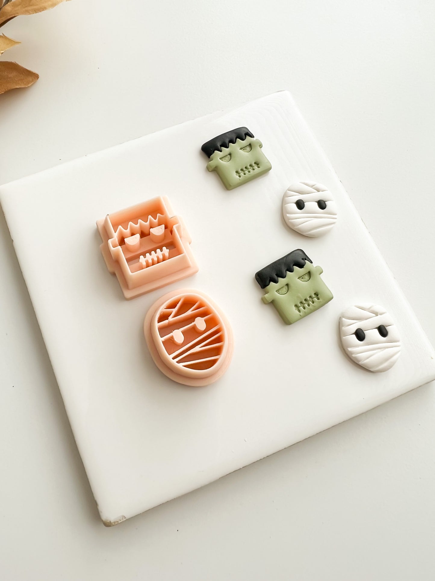 Frankenstein and Mummy Monster Duo Clay Cutter Set | Frankenstein and Mummy Monster Duo Polymer Clay Cutter Set for DIY Halloween Earrings Spooky-Themed Jewelry and Handmade Horror Accessories